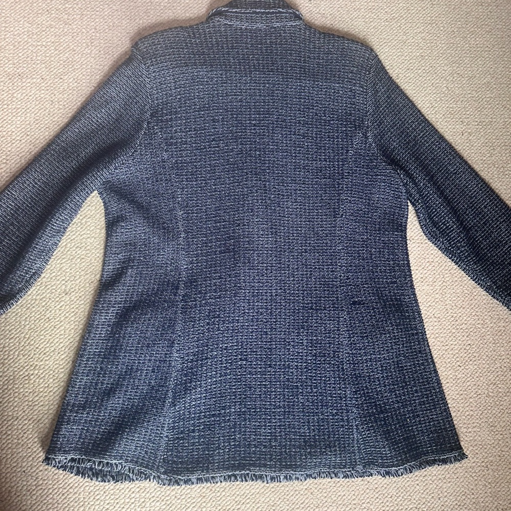 NWOT Chico’s Denim Blue Fringed Sweater Jacket/Cardigan size 3/US 14. - Picture 3 of 12